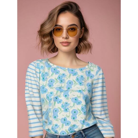 Draper James Women's Striped Long Sleeve Top Size Small Multicolor - Picture 1 of 7